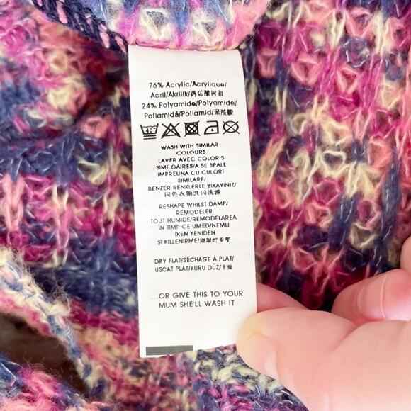 MISSGUIDED NWT Twist Back Oversize Jumper Multicolor Size US 4 Pink Purple Blue - Picture 9 of 9